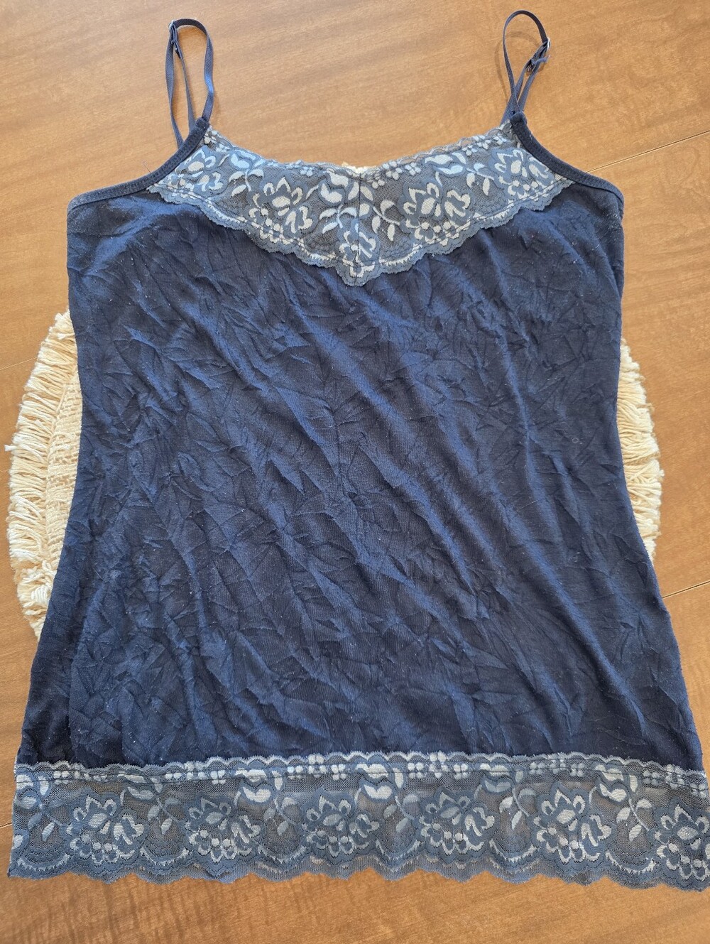 Maurices Women Small Y2K 90s Lace Layer Spaghetti Strap Camisole Tank Blue